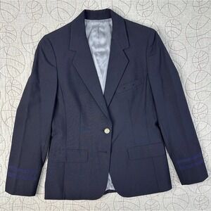 VTG Delta Airlines Women's Officer Pilot Uniform 2‎ Button Blazer Greif / Size 8